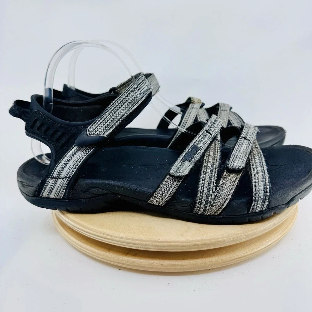 Teva‎ Elzada Web Sandals Womens 11 Gray Black Strappy Comfort Outdoor Shoes
